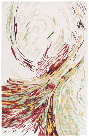 Safavieh Ebony Hand-tufted Runner Rug With Abstract Patterns In Elegant Green - Luxurious Wool Blend Design Ivory ,Green 80% Wool 20% Cotton Ebn776a-5