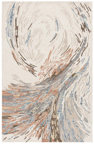 Safavieh Ebony Hand-tufted Runner Rug With Abstract Patterns In Elegant Green - Luxurious Wool Blend Design Ivory ,Blue 80% Wool 20% Cotton Ebn776m-5