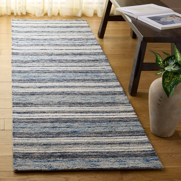 Safavieh Ebony Hand-tufted Runner Rug - Luxurious Wool & Cotton Blend In Elegant Watercolor Design For Home Blue ,Beige 80% Wool 20% Cotton Ebn777m-28