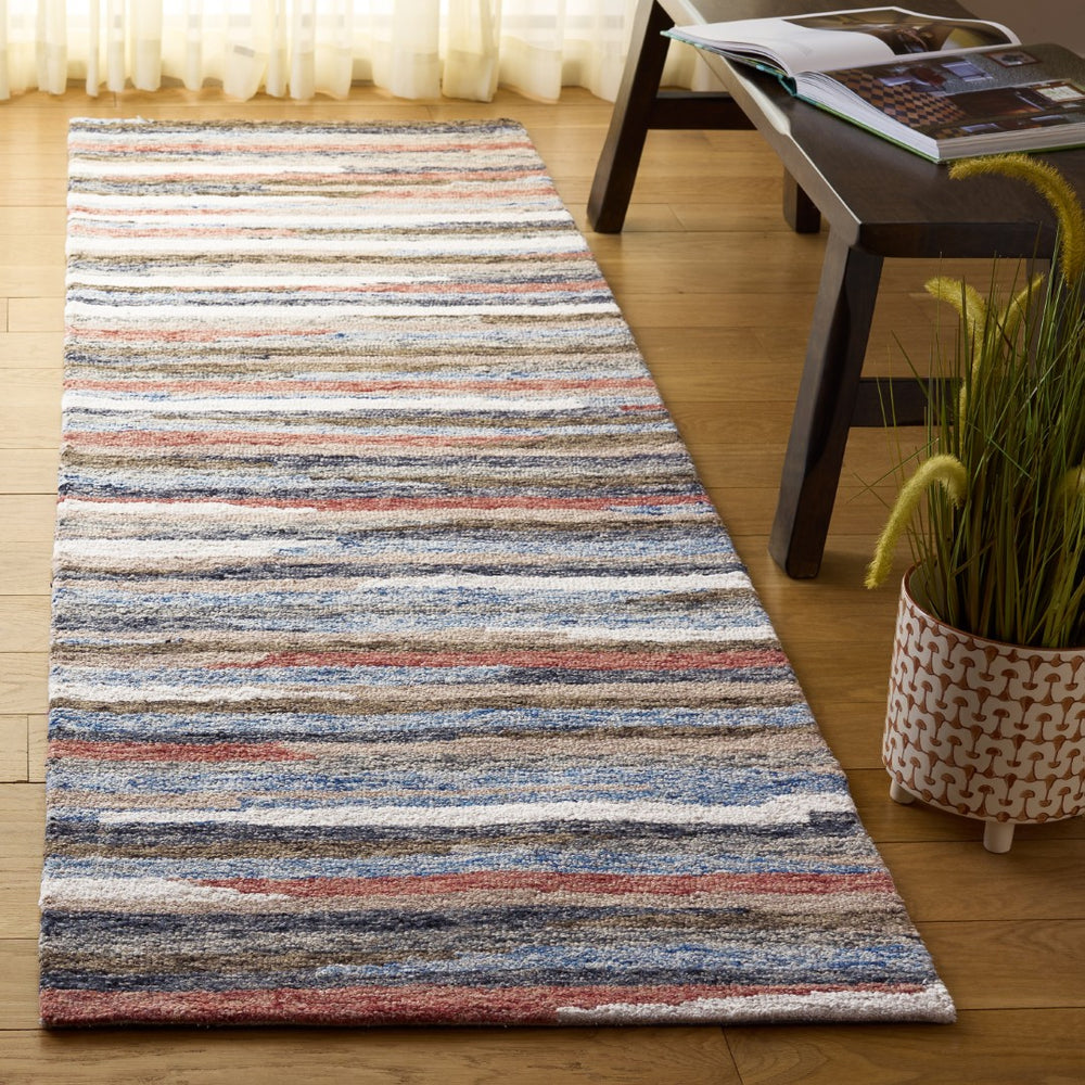 Safavieh Ebony Handtufted Area Rug - Luxurious Wool-cotton Blend, Striking Striped Design For Timeless Elegance Rust ,Beige 80% Wool 20% Cotton Ebn778p-6