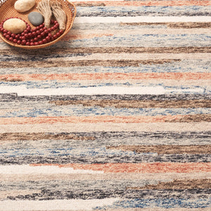 Safavieh Ebony Handtufted Area Rug - Luxurious Wool-cotton Blend, Striking Striped Design For Timeless Elegance Rust ,Beige 80% Wool 20% Cotton Ebn778p-6