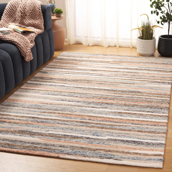 Safavieh Ebony Handtufted Area Rug - Luxurious Wool-cotton Blend, Striking Striped Design For Timeless Elegance Rust ,Beige 80% Wool 20% Cotton Ebn778p-6