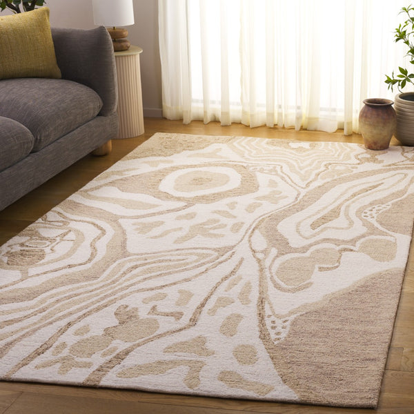 Safavieh Ebony Handtufted Area Rug - Luxurious Wool Blend, Elegant Design For Comfortable Living Spaces Beige ,Ivory 80% Wool 20% Cotton Ebn779b-6