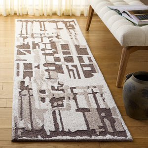 Safavieh Ebony Handcrafted Area Rug - Luxurious Wool & Cotton Blend With Timeless Abstract Design For Any Space Ivory ,Brown Wool & Cotton Ebn815t-3
