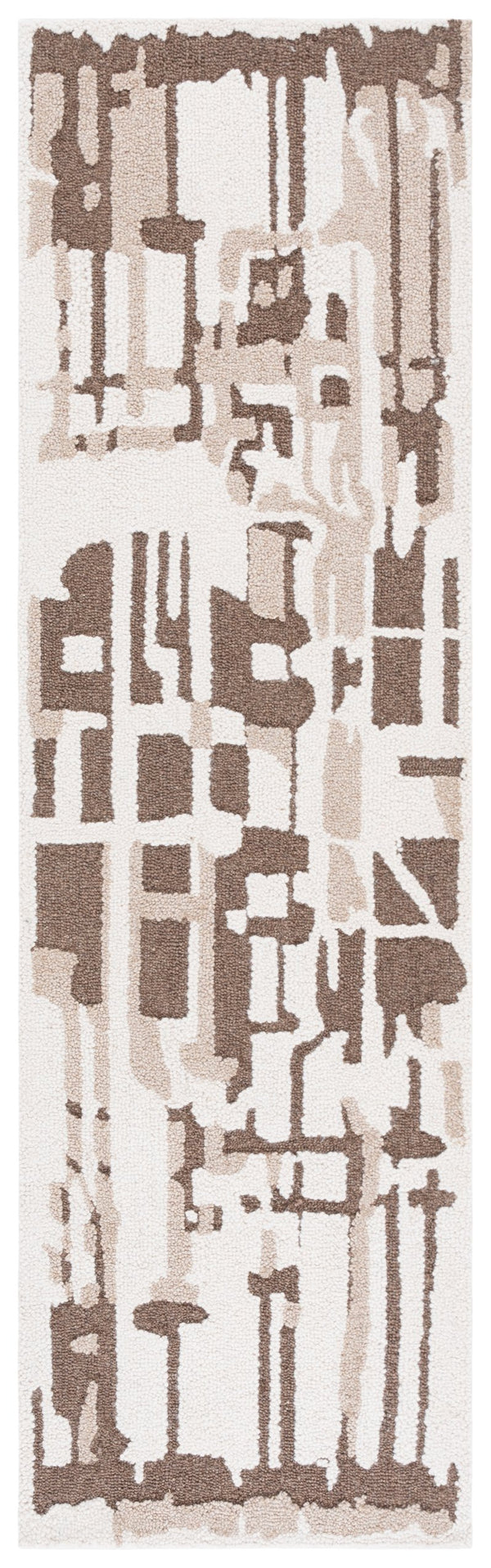 Safavieh Ebony Hand Tufted Wool & Cotton Runner - Elegant Abstract Design For Modern Home Decor & Comfort Ivory ,Brown Wool & Cotton Ebn815t-28