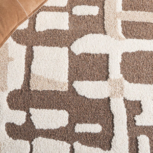 Safavieh Ebony Hand Tufted Wool & Cotton Runner - Elegant Abstract Design For Modern Home Decor & Comfort Ivory ,Brown Wool & Cotton Ebn815t-5