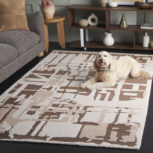 Safavieh Ebony Handcrafted Area Rug - Luxurious Wool & Cotton Blend With Timeless Abstract Design For Any Space Ivory ,Brown Wool & Cotton Ebn815t-3