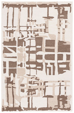 Safavieh Ebony Handcrafted Area Rug - Luxurious Wool & Cotton Blend With Timeless Abstract Design For Any Space Ivory ,Brown Wool & Cotton Ebn815t-3