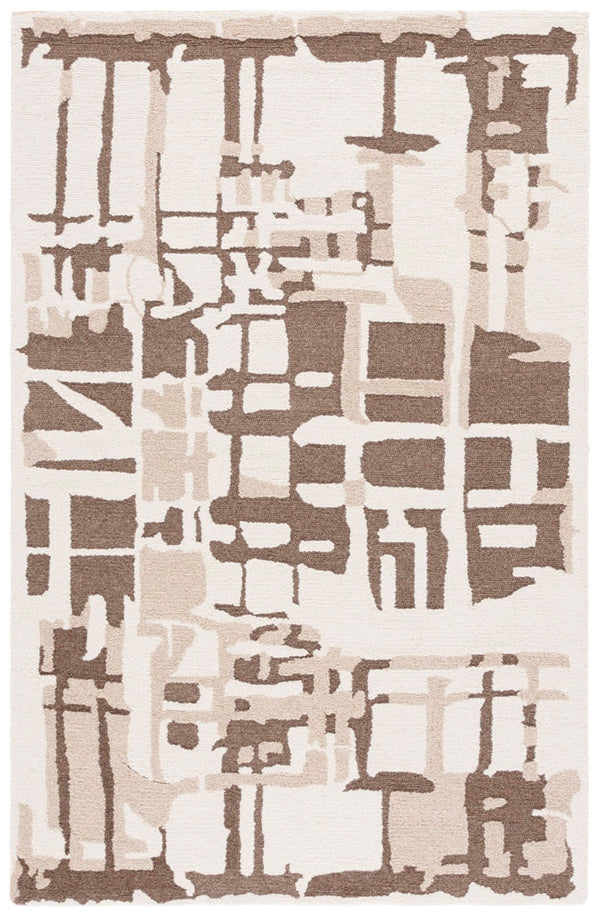 Safavieh Ebony Handcrafted Area Rug - Luxurious Wool & Cotton Blend With Timeless Abstract Design For Any Space Ivory ,Brown Wool & Cotton Ebn815t-3