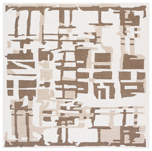 Safavieh Ebony Hand Tufted Wool & Cotton Runner - Elegant Abstract Design For Modern Home Decor & Comfort Ivory ,Brown Wool & Cotton Ebn815t-6sq