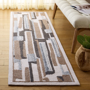 Safavieh Ebony Hand-tufted Wool Area Rug - Luxurious Abstract Design For Modern Living Spaces And Comfort Ivory ,Brown Wool & Cotton Ebn816t-3