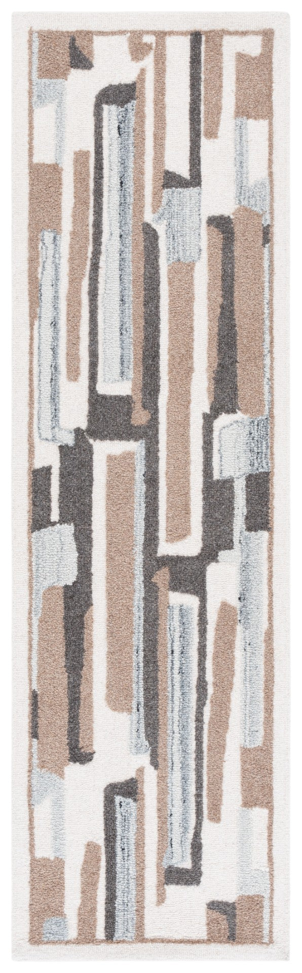Safavieh Ebony Hand-tufted Wool Area Rug - Luxurious Abstract Design For Modern Living Spaces And Comfort Ivory ,Brown Wool & Cotton Ebn816t-3