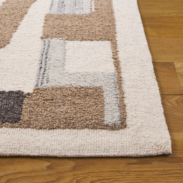 Safavieh Ebony Hand-tufted Wool & Cotton Runner Rug - Elegant Abstract Design For Modern Home Decor Ivory ,Brown Wool & Cotton Ebn816t-5