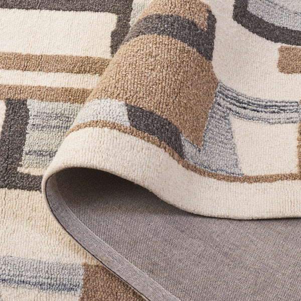 Safavieh Ebony Hand-tufted Wool & Cotton Runner Rug - Elegant Abstract Design For Modern Home Decor Ivory ,Brown Wool & Cotton Ebn816t-5