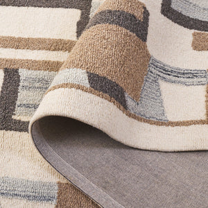 Safavieh Ebony Hand-tufted Wool Area Rug - Luxurious Abstract Design For Modern Living Spaces And Comfort Ivory ,Brown Wool & Cotton Ebn816t-3