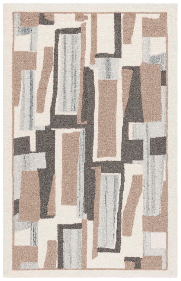 Safavieh Ebony Hand-tufted Wool Area Rug - Luxurious Abstract Design For Modern Living Spaces And Comfort Ivory ,Brown Wool & Cotton Ebn816t-3