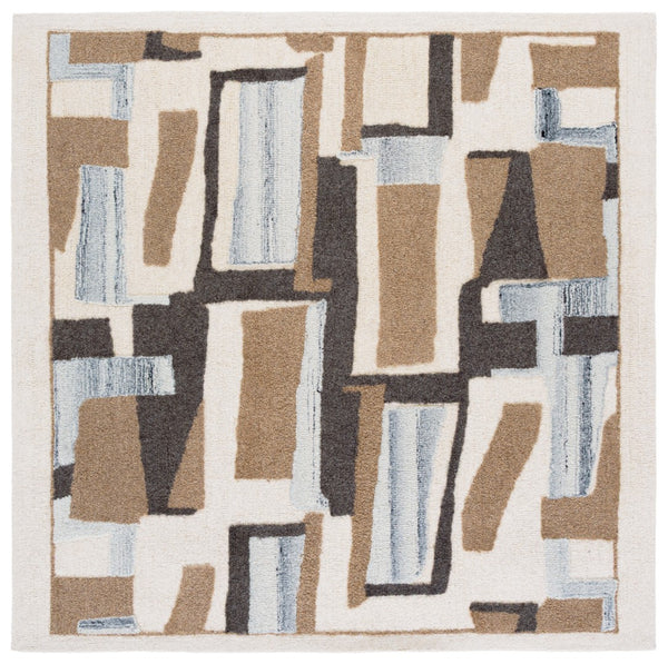 Safavieh Ebony Hand-tufted Wool Area Rug - Luxurious Abstract Design For Modern Living Spaces And Comfort Ivory ,Brown Wool & Cotton Ebn816t-3