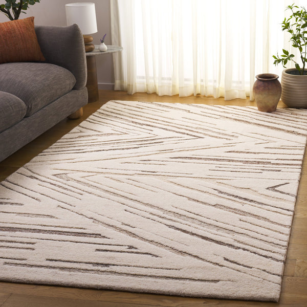 Safavieh Ebony Hand-tufted Wool & Cotton Runner Rug – Chic Abstract Pattern For Elegant Home Decor Upgrade Ivory ,Brown Wool & Cotton Ebn817t-5