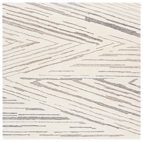 Safavieh Ebony Hand-tufted Wool & Cotton Runner Rug – Chic Abstract Pattern For Elegant Home Decor Upgrade Ivory ,Brown Wool & Cotton Ebn817t-6sq