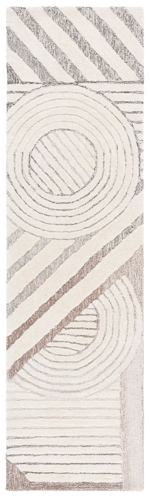Safavieh Ebony Hand-tufted Runner Area Rug - Luxurious Wool & Cotton Blend In Elegant Geometric Design Ivory ,Brown Wool & Cotton Ebn818t-28
