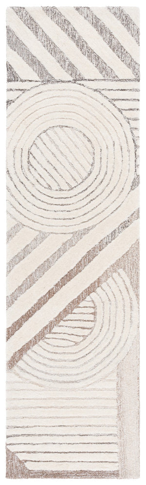 Safavieh Ebony Area Rug - Hand-tufted Wool & Cotton Blend, Elegant Geometric Design For Modern Living Spaces Ivory ,Brown Wool & Cotton Ebn818t-4