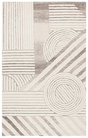 Safavieh Ebony Hand-tufted Runner Area Rug - Luxurious Wool & Cotton Blend In Elegant Geometric Design Ivory ,Brown Wool & Cotton Ebn818t-5