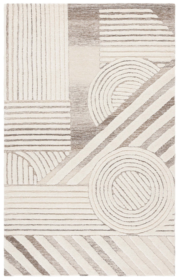 Safavieh Ebony Hand-tufted Runner Area Rug - Luxurious Wool & Cotton Blend In Elegant Geometric Design Ivory ,Brown Wool & Cotton Ebn818t-5