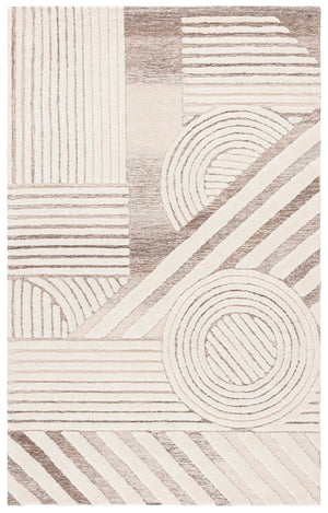Safavieh Ebony Area Rug - Hand-tufted Wool & Cotton Blend, Elegant Geometric Design For Modern Living Spaces Ivory ,Brown Wool & Cotton Ebn818t-4