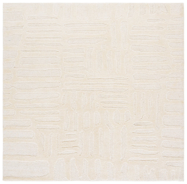 Safavieh Ebony Hand-Tufted Ivory Wool-Cotton Rug — Plush 1/2" Pile, Subtle Organic Pattern, Durable Elegance 3'-0" x 5'-0" EBN819A-3