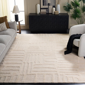 Safavieh Ebony Hand-Tufted Ivory Wool-Cotton Rug — Plush 1/2" Pile, Subtle Organic Pattern, Durable Elegance 3'-0" x 5'-0" EBN819A-3