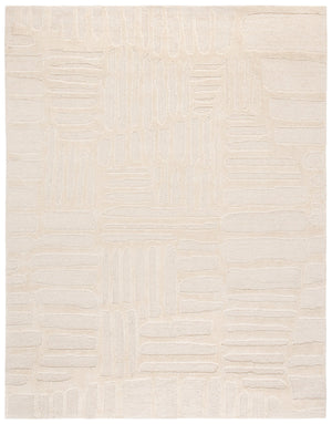 Safavieh Ebony Hand-Tufted Ivory Wool-Cotton Rug — Plush 1/2" Pile, Subtle Organic Pattern, Durable Elegance 3'-0" x 5'-0" EBN819A-3