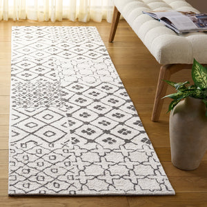Safavieh Ebony Hand-Tufted Wool-Cotton Rug In Ivory & Grey — Timeless Geometric Design, Plush 1/2" Pile Comfort 3'-0" x 5'-0" EBN821F-3