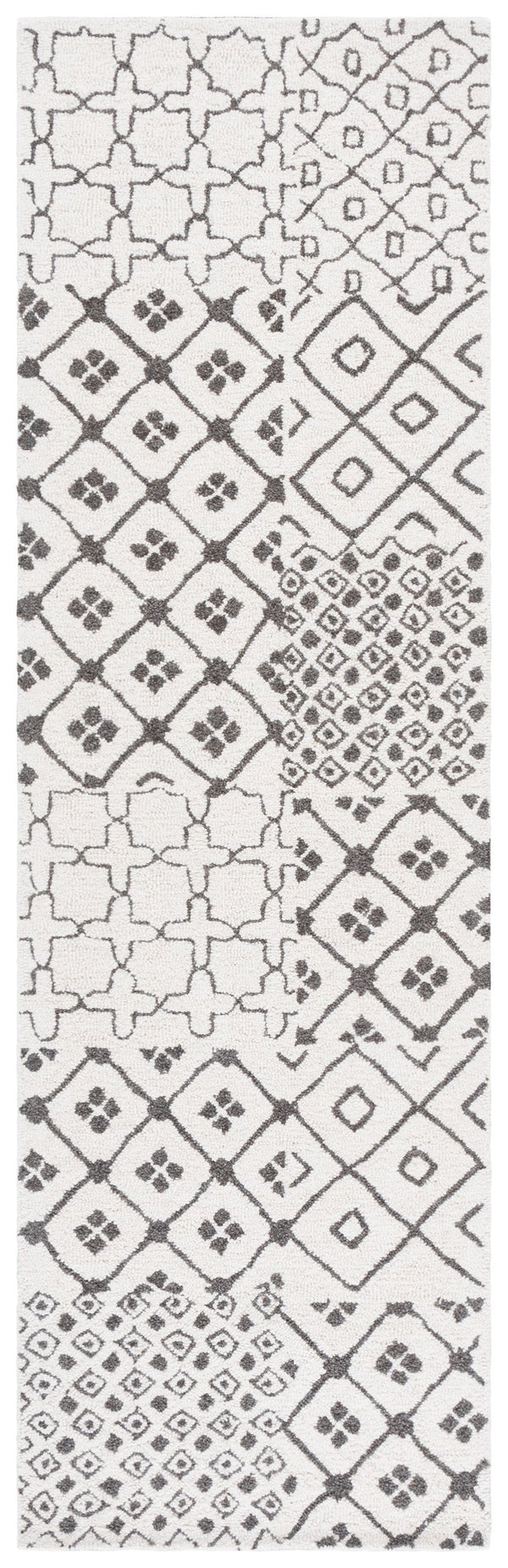 Safavieh Ebony Hand-Tufted Wool-Cotton Rug Ivory & Grey Geometric Mosaic — Plush 0.5" Pile, Durable Style 8'-0" x 10'-0" EBN821F-8