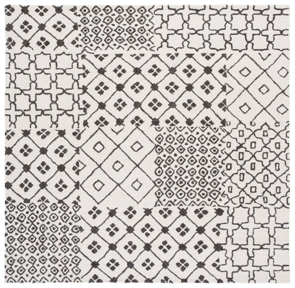 Safavieh Ebony Hand-Tufted Wool-Cotton Rug In Ivory & Grey — Timeless Geometric Design, Plush 1/2" Pile Comfort 3'-0" x 5'-0" EBN821F-3