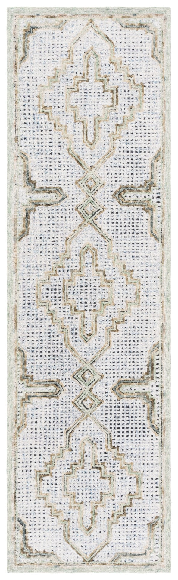 Safavieh Ebony Hand-tufted Area Rug - Exquisite Wool & Cotton Blend With Geometric Pattern For Elegant Spaces Green ,Ivory Wool & Cotton Ebn822y-3