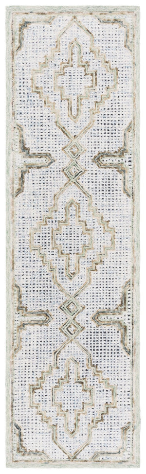 Safavieh Ebony Hand-tufted Area Rug - Exquisite Wool & Cotton Blend With Geometric Pattern For Elegant Spaces Green ,Ivory Wool & Cotton Ebn822y-3