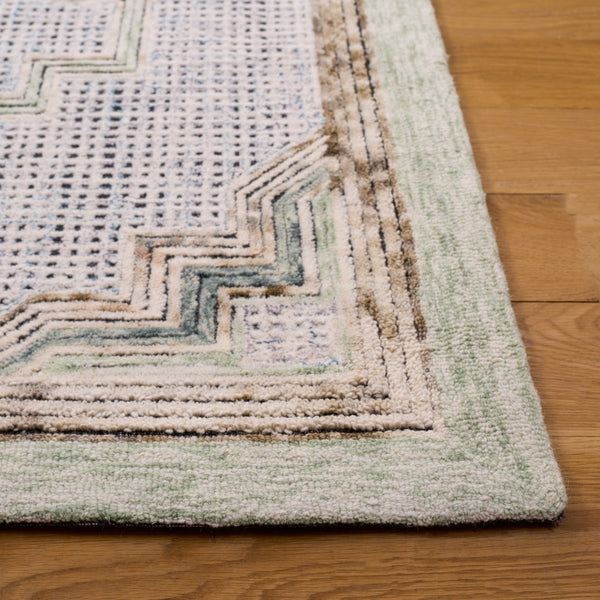 Safavieh Ebony Hand-tufted Runner Rug - Elegant Wool-cotton Blend For Stylish Hallways And High-traffic Areas Green ,Ivory Wool & Cotton Ebn822y-5