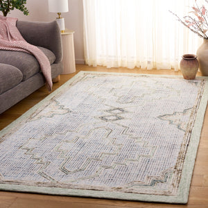 Safavieh Ebony Hand-tufted Area Rug - Exquisite Wool & Cotton Blend With Geometric Pattern For Elegant Spaces Green ,Ivory Wool & Cotton Ebn822y-3