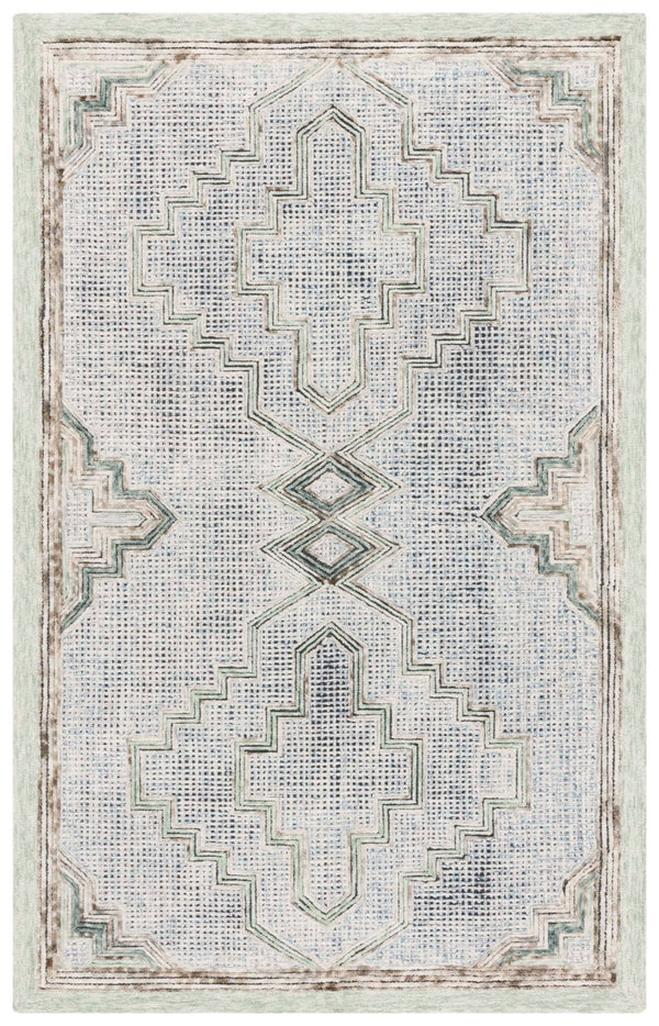 Safavieh Ebony Hand-tufted Area Rug - Exquisite Wool & Cotton Blend With Geometric Pattern For Elegant Spaces Green ,Ivory Wool & Cotton Ebn822y-3