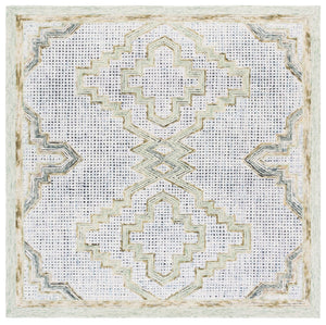 Safavieh Ebony Hand-tufted Area Rug - Exquisite Wool & Cotton Blend With Geometric Pattern For Elegant Spaces Green ,Ivory Wool & Cotton Ebn822y-3