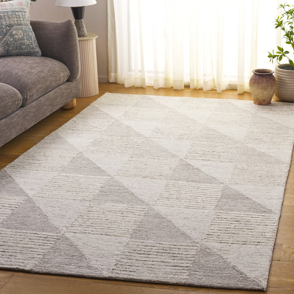 Safavieh Ebony Hand-tufted Runner Rug - Timeless Elegance With Geometric Design For Hallway Or Entryway Decor Grey Wool & Cotton Ebn823f-5