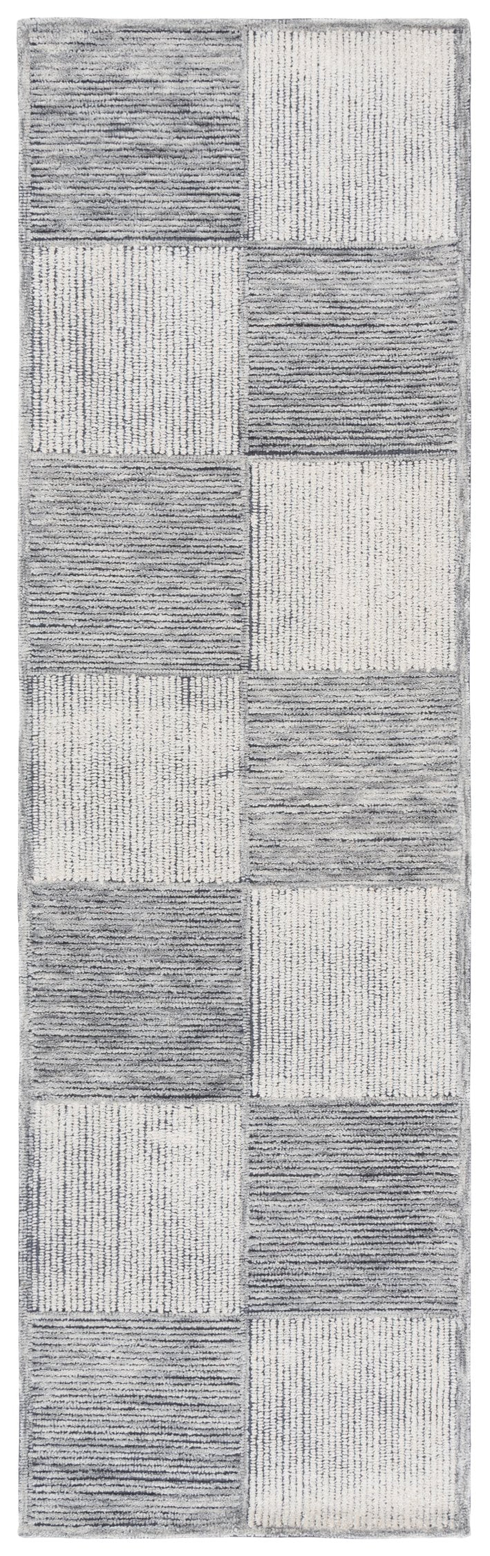 Safavieh Ebony Wool & Cotton Runner Rug – Handcrafted Elegance With Modern Checkerboard Design For Luxury Homes Ivory ,Grey Wool & Cotton Ebn824f-28