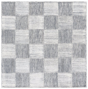 Safavieh Ebony Wool & Cotton Runner Rug – Handcrafted Elegance With Modern Checkerboard Design For Luxury Homes Ivory ,Grey Wool & Cotton Ebn824f-6sq