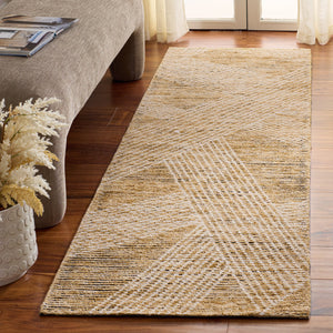 Safavieh Ebony Hand-Tufted Wool Area Rug In Gold And Ivory — Modern Geometric Low-Profile Comfort Centerpiece 5'-0" x 8'-0" EBN825D-5