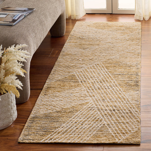 Safavieh Ebony Hand-Tufted Wool Rug In Gold Ivory Tones — Low 1/2" Pile, Modern Minimalist Luxury From India 4'-0" x 6'-0" EBN825D-4