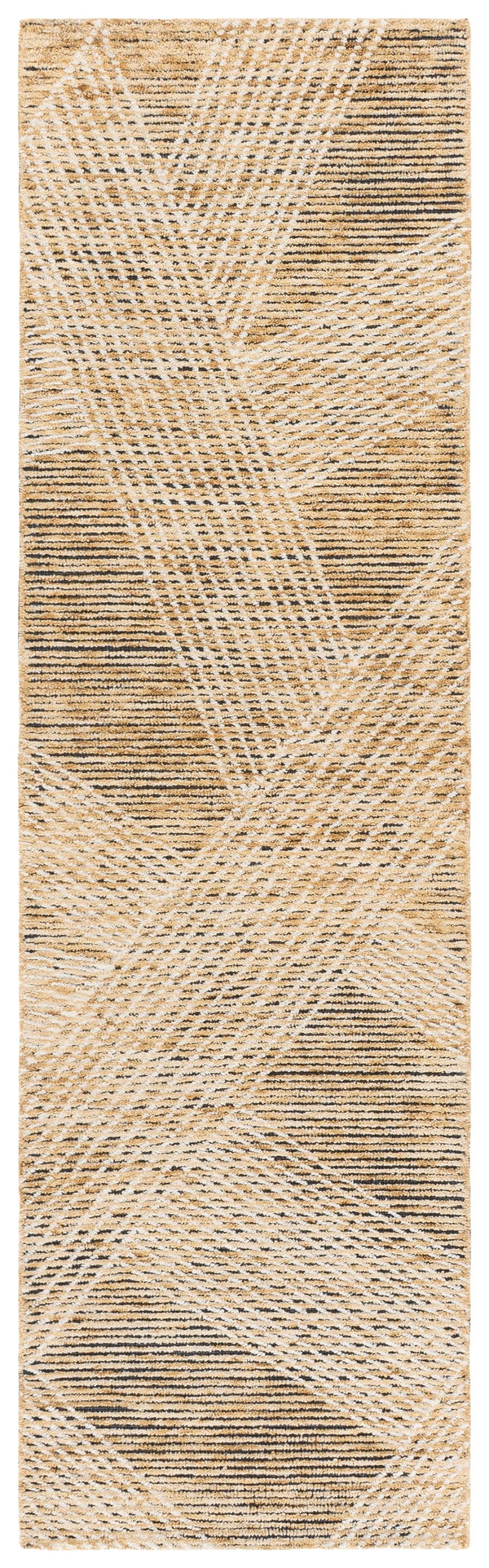 Safavieh Ebony Hand-Tufted Wool Area Rug In Gold And Ivory — Modern Geometric Low-Profile Comfort Centerpiece 5'-0" x 8'-0" EBN825D-5