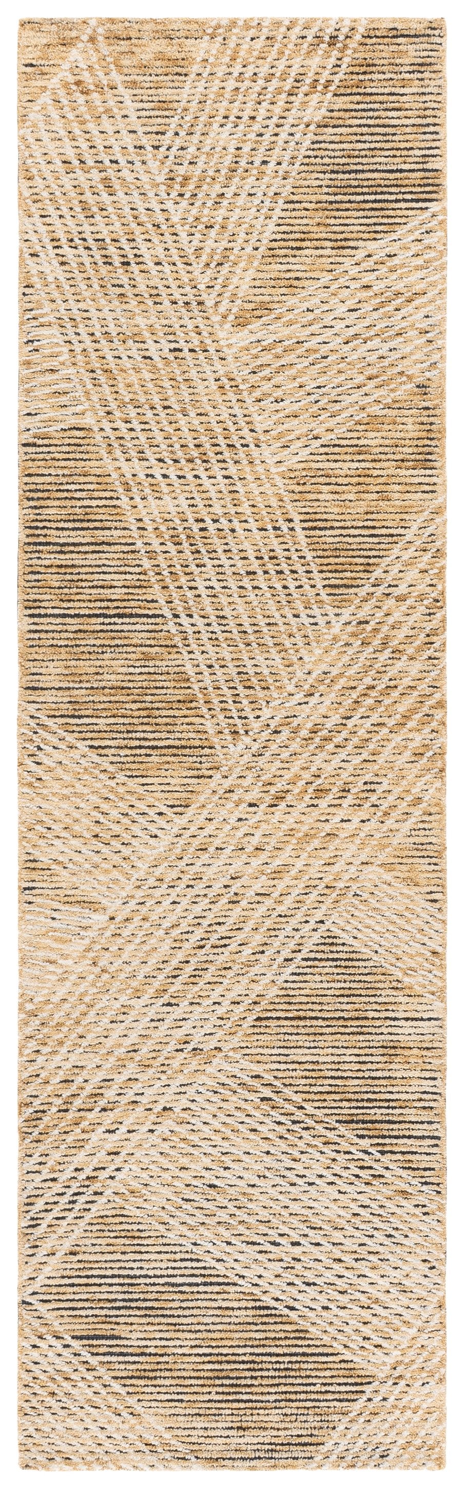 Safavieh Ebony Hand-Tufted Wool Rug In Gold Ivory Tones — Low 1/2" Pile, Modern Minimalist Luxury From India 4'-0" x 6'-0" EBN825D-4