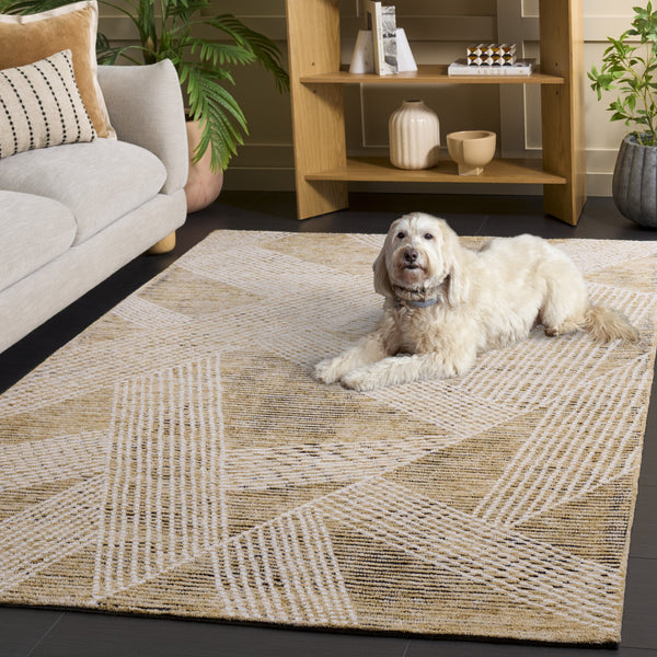 Safavieh Ebony Hand-Tufted Wool Area Rug In Gold And Ivory — Low-Profile Modern Square Rug, Durable Comfort 6'-0" x 6'-0" EBN825D-6SQ