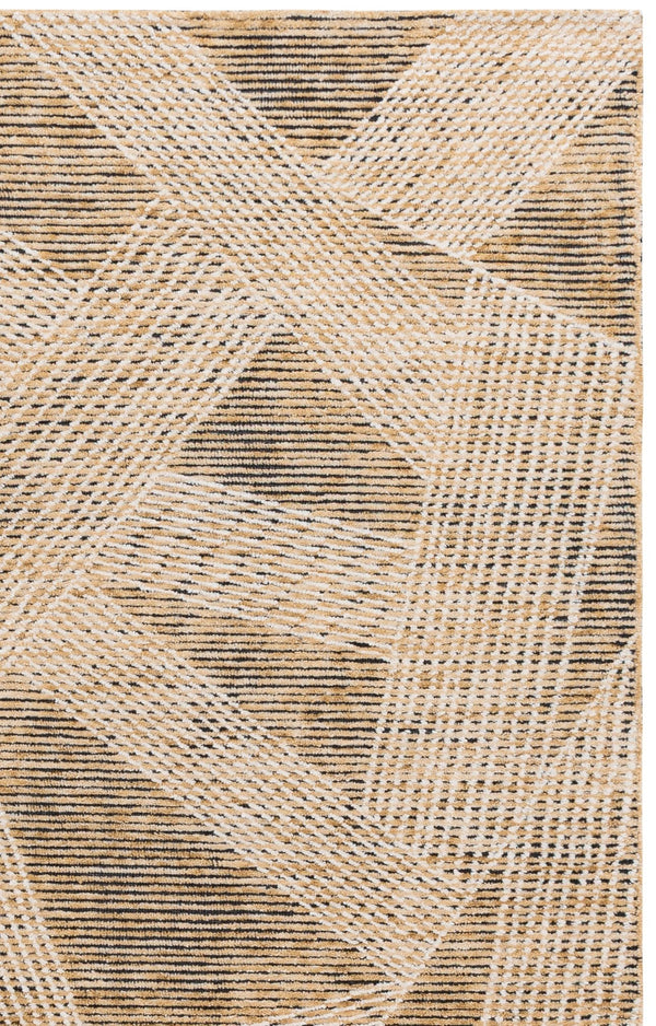 Safavieh Ebony Hand-Tufted Wool Rug In Gold Ivory Tones — Low 1/2" Pile, Modern Minimalist Luxury From India 4'-0" x 6'-0" EBN825D-4