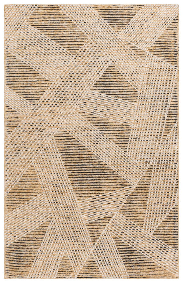 Safavieh Ebony Hand-Tufted Wool Area Rug In Gold And Ivory — Modern Geometric Low-Profile Comfort Centerpiece 5'-0" x 8'-0" EBN825D-5
